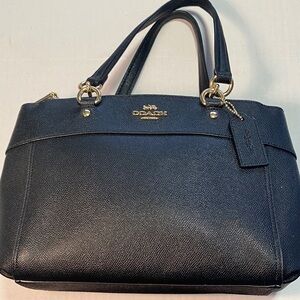Coach Black Leather Shoulder Bag with Gold Accents